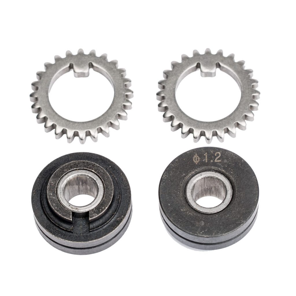 Vorschubrollenpaar mit Zahnkranz für Massivdraht 0,6 mm