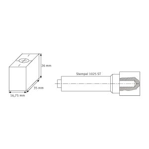Ersatz-Kohle 90“, gebohrt mit M 10 Gewinde für Stempel 1025 ST
