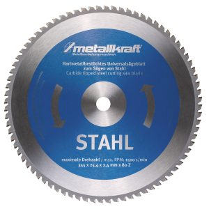 Sägeblatt für Stahl Ø 355 x 2,4 x 25,4 mm Z80