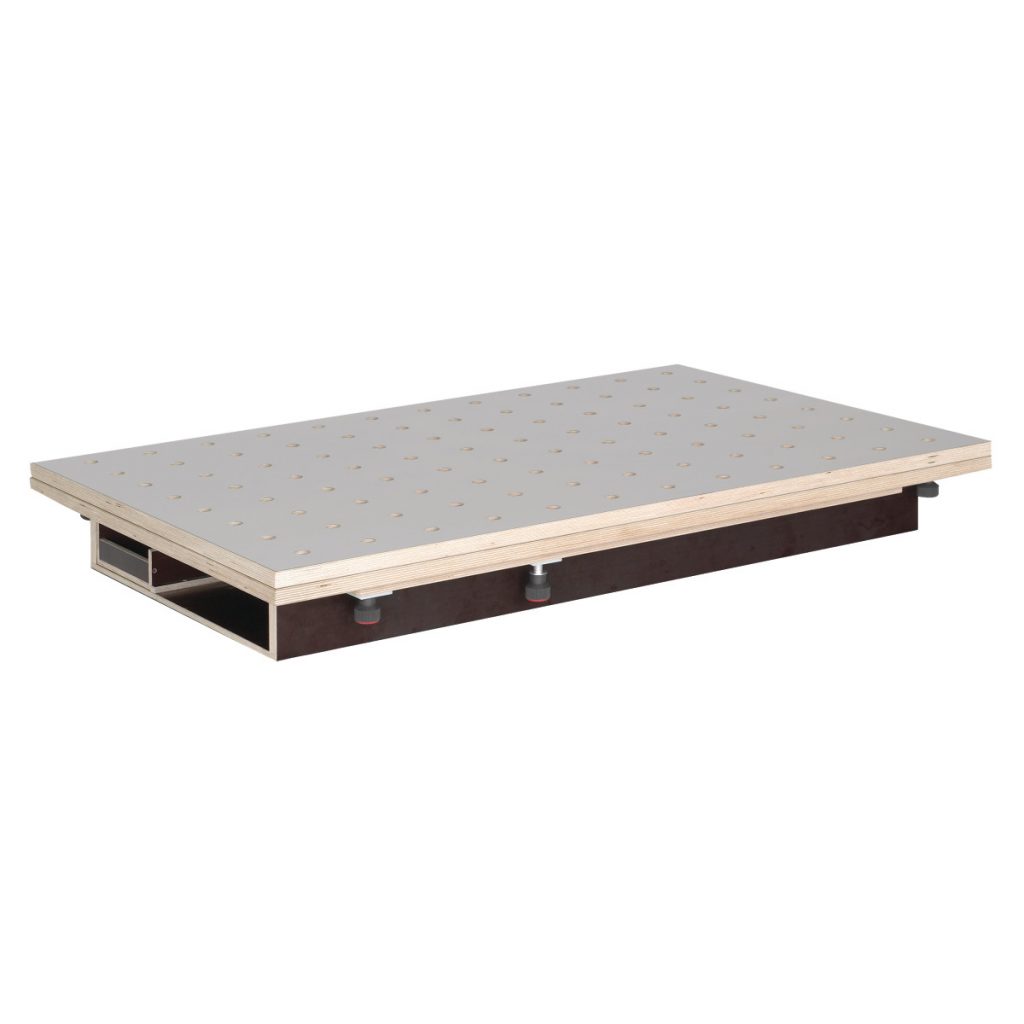 Tischoberteil 120x80/160x120 cm, HPL Lochrasterplatte Ø20 mm, mit Schubkasten